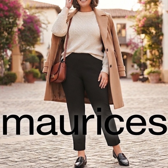 Maurices Pants - Maurices Womens Black Textured Pull On Dress Pants Straight Leg Cropped Ankle
